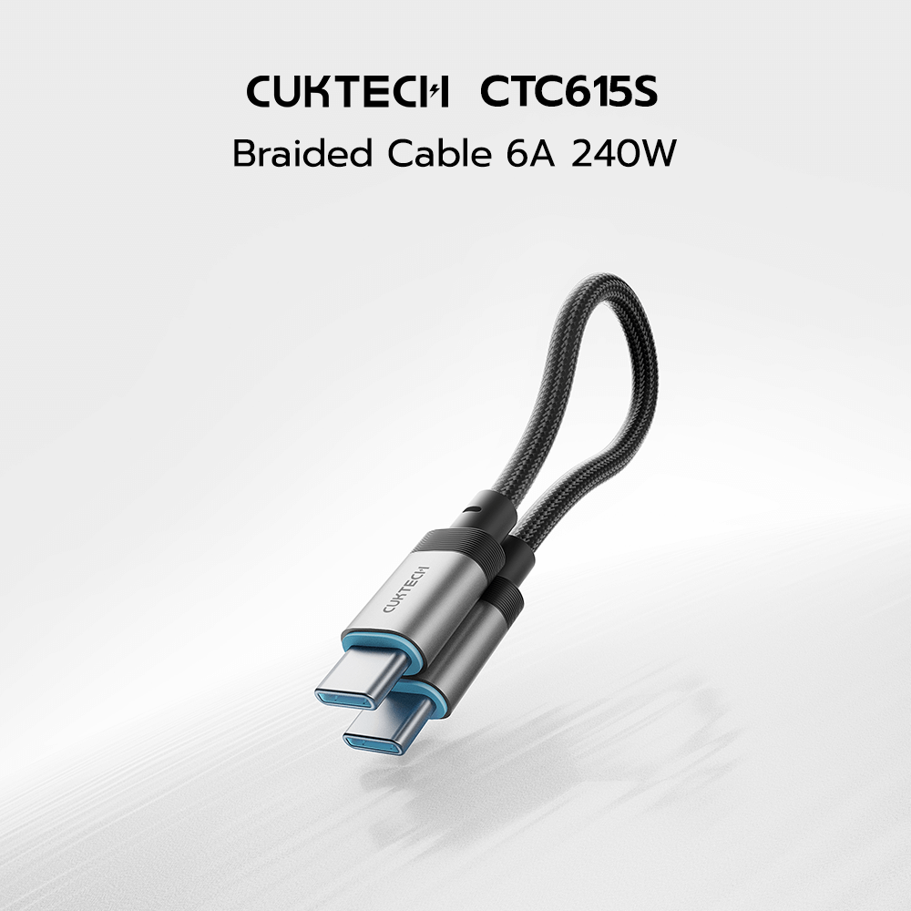 สายชาร์จเร็ว CUKTECH รุ่น CTC615S 6A 240W USB-C ยาว 15 ซม. สีดำ (รองรับการชาร์จ PD3.1)
